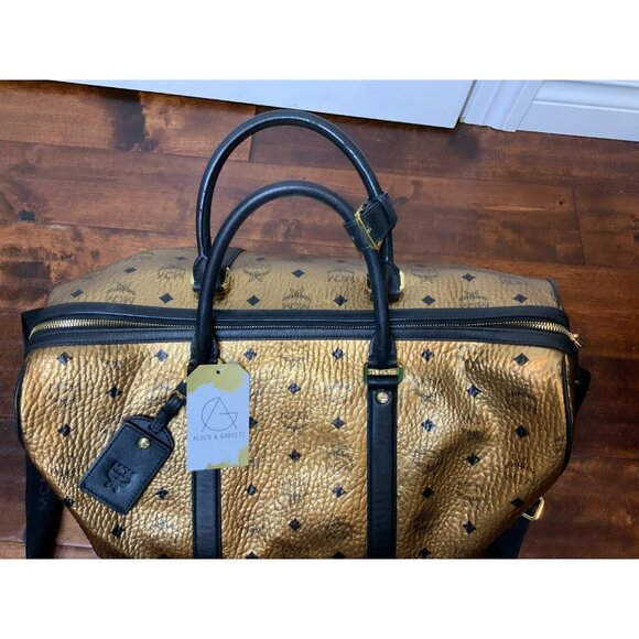 MCM Authentic Ottomar Weekender Bag Copper Gold Metallic Logo Monogram Unisex - Picture 3 of 12